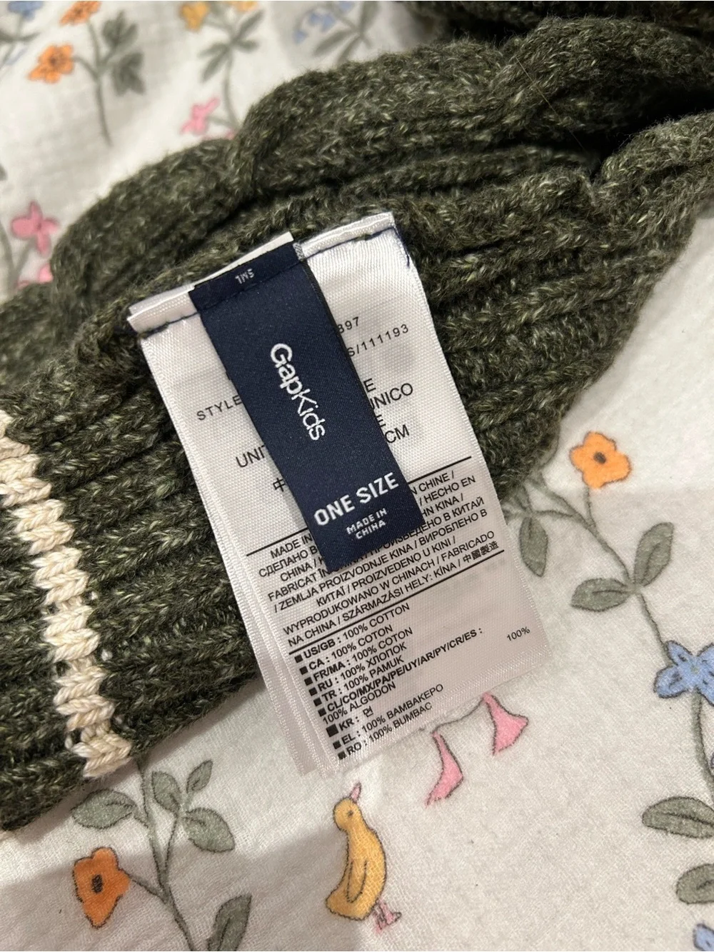 GAP Boys Dark Green Ribbed Knit Scarf 100% Cotton One Size